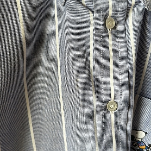 PEANUTS Blue Striped Long Sleeve Button Down Shirt - Picture 9 of 9